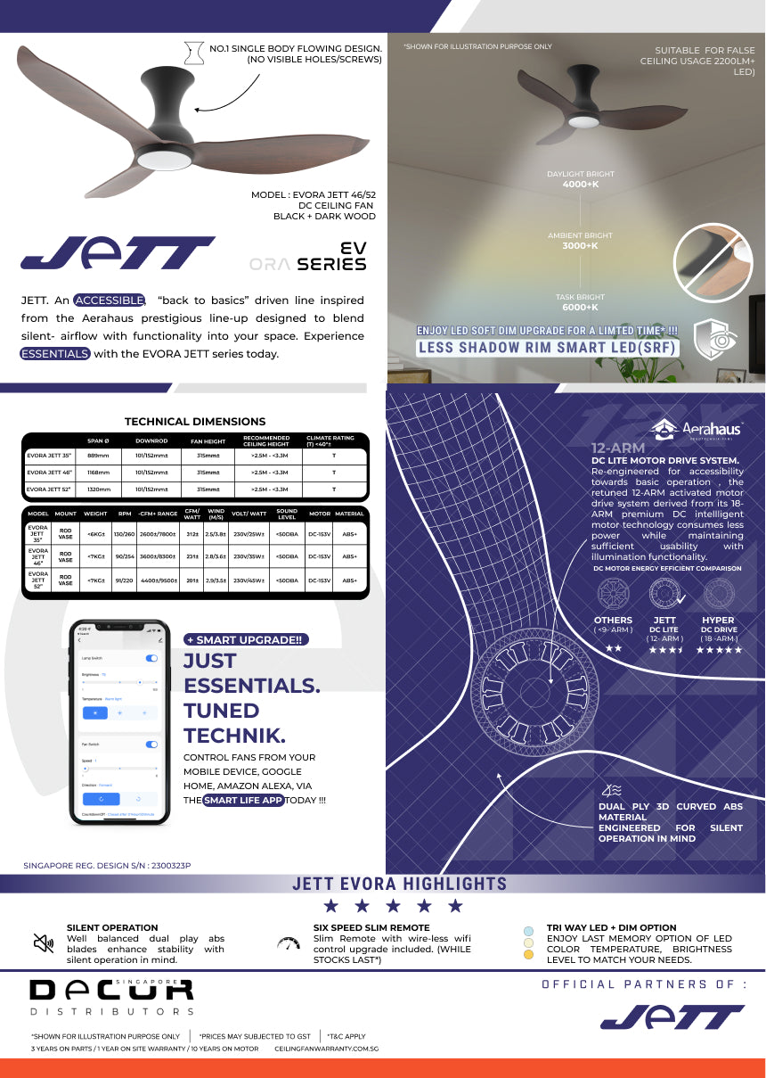 EVORA JETT DC Ceiling Fan