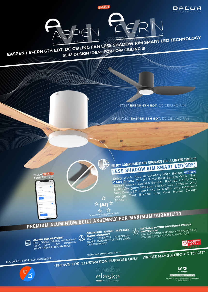 EASPEN 6TH EDT ALASKA ELASKA DC Ceiling Fan – DECORDISTRIBUTORS.SG