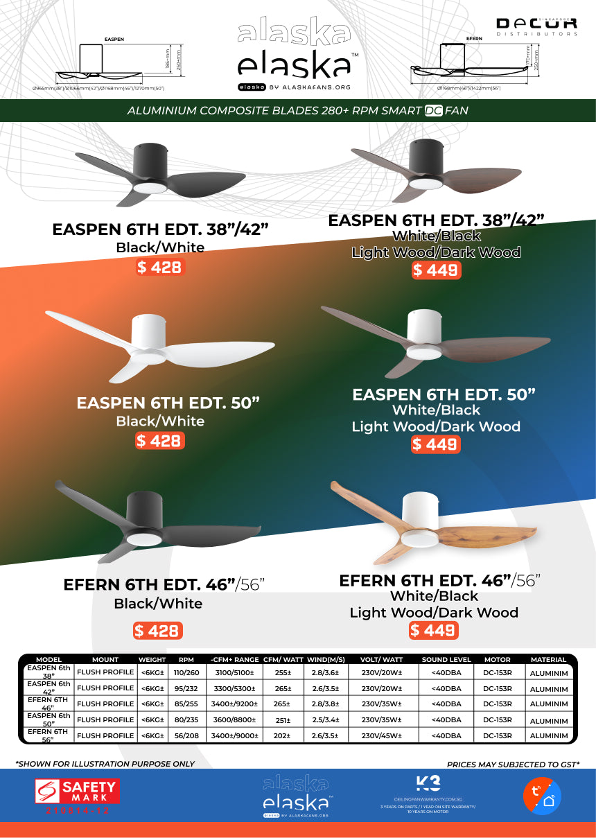 EFERN 6TH EDT. ALASKA ELASKA DC Ceiling Fan