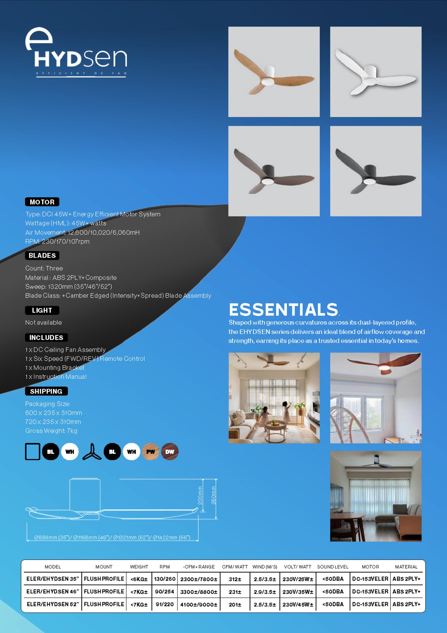 EHYDSEN DC Ceiling Fan