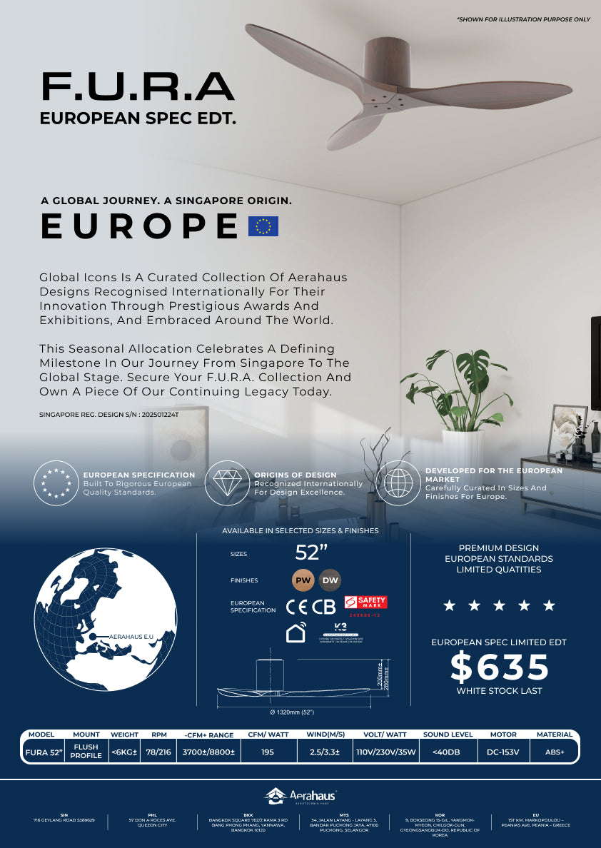 F.U.R.A PWPW EU limited EDT. DC Ceiling Fan