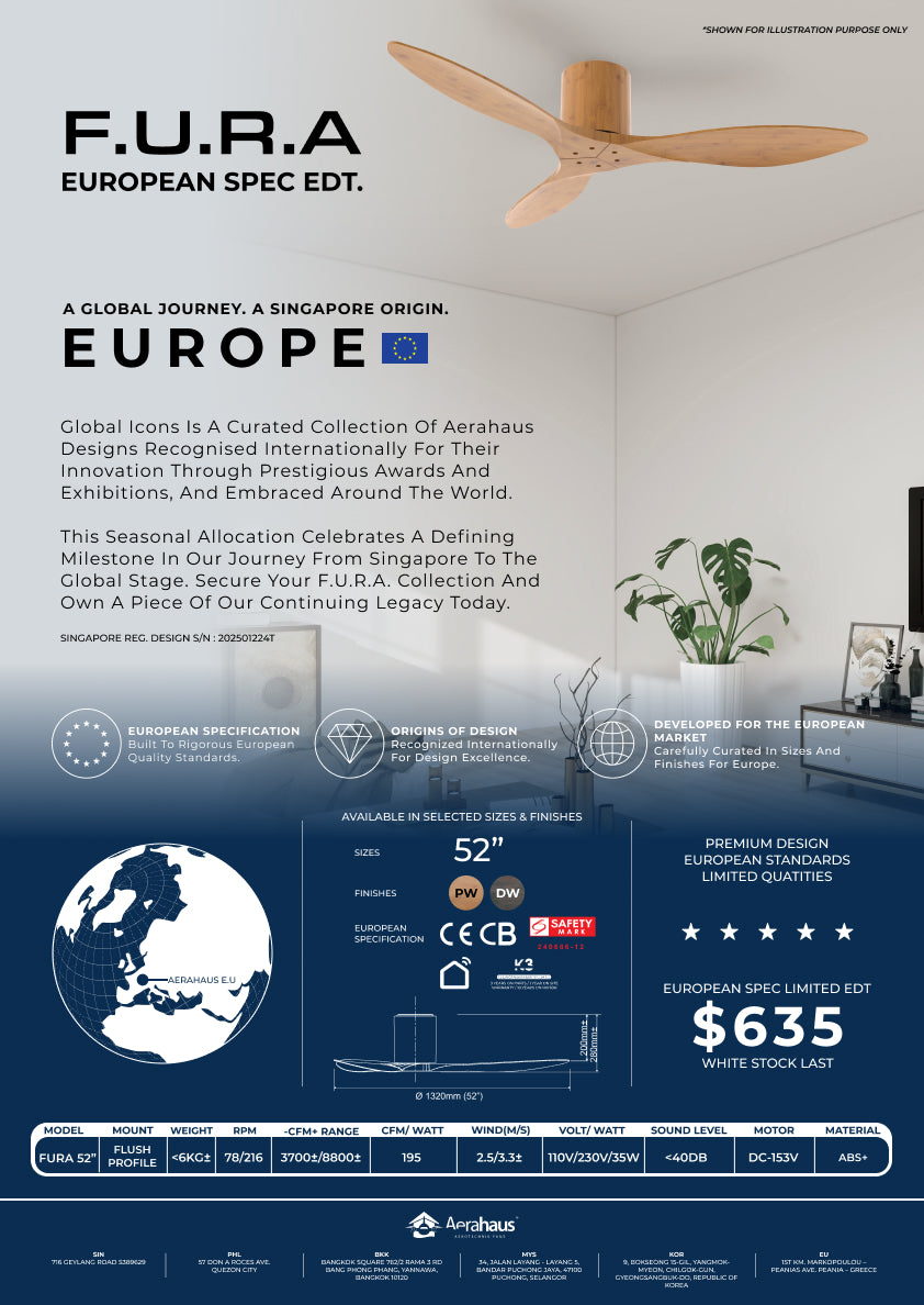 F.U.R.A PWPW EU limited EDT. DC Ceiling Fan