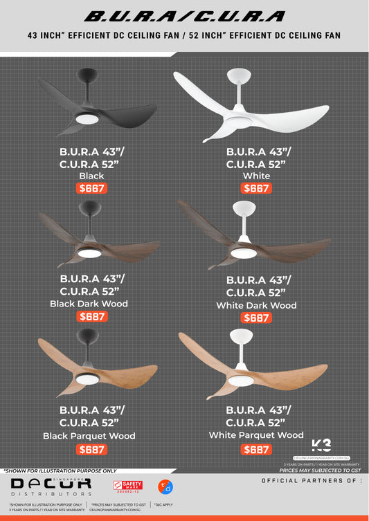 B.U.R.A / C.U.R.A DC Ceiling Fan