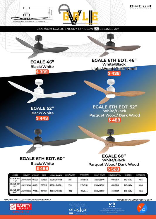 EGALE 6TH EDT. ALASKA ELASKA DC Ceiling Fan