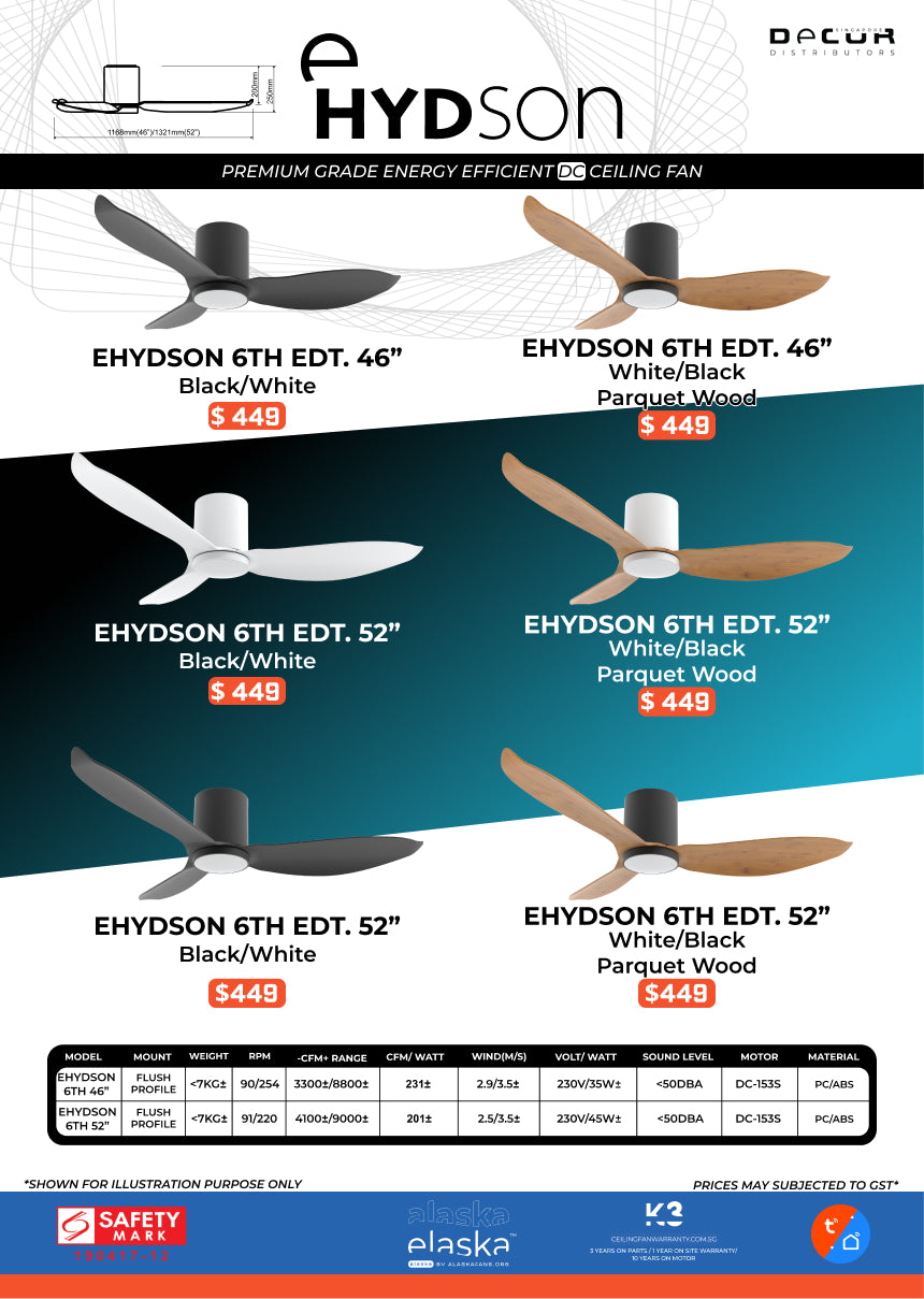 EHYDSON 6TH EDT. ALASKA ELASKA DC Ceiling Fan