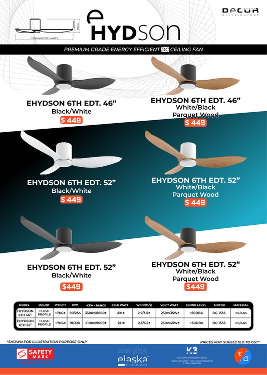 EHYDSON 6TH EDT. ALASKA ELASKA DC Ceiling Fan