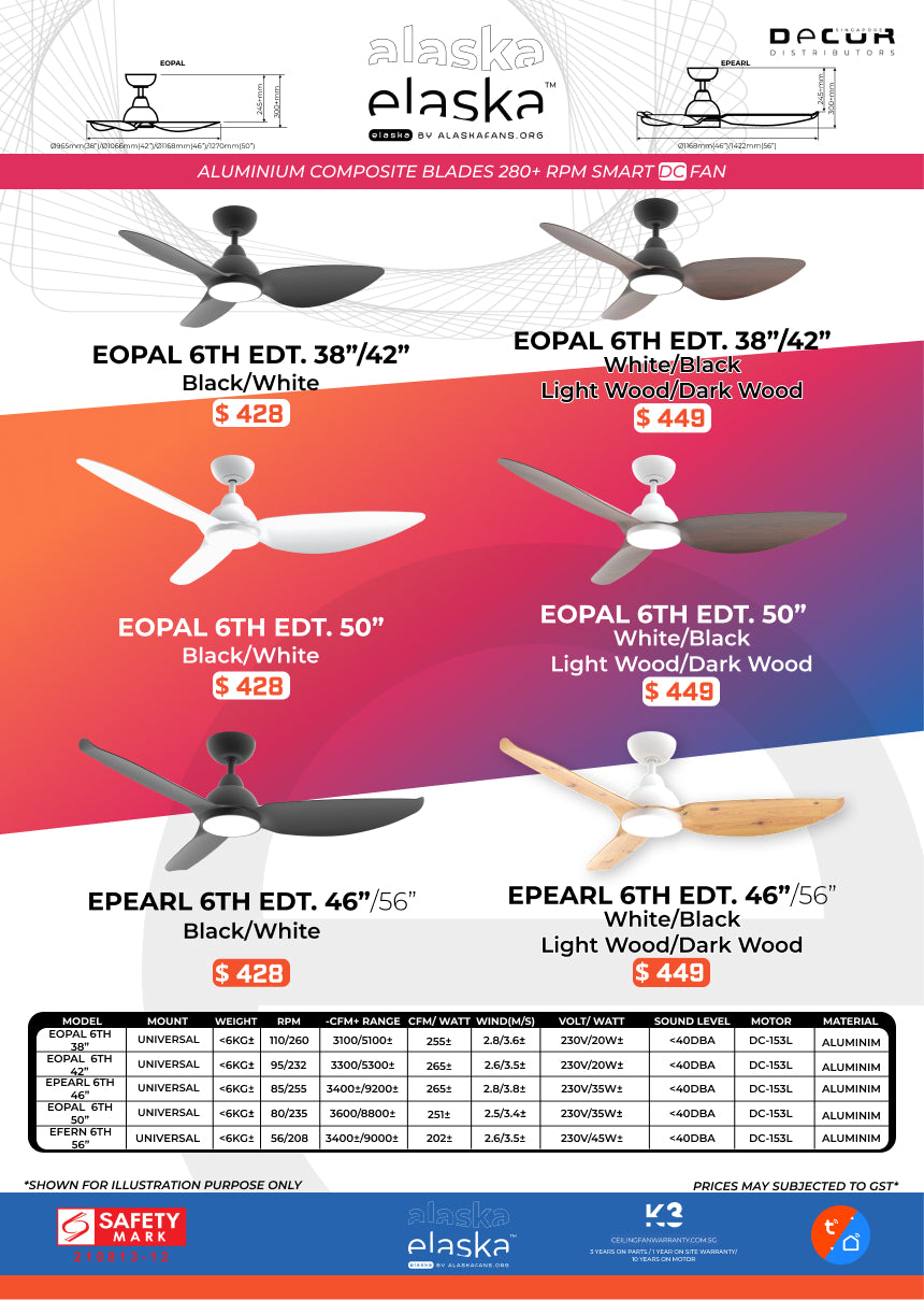 EOPAL 6TH EDT. ALASKA ELASKA DC Ceiling Fan