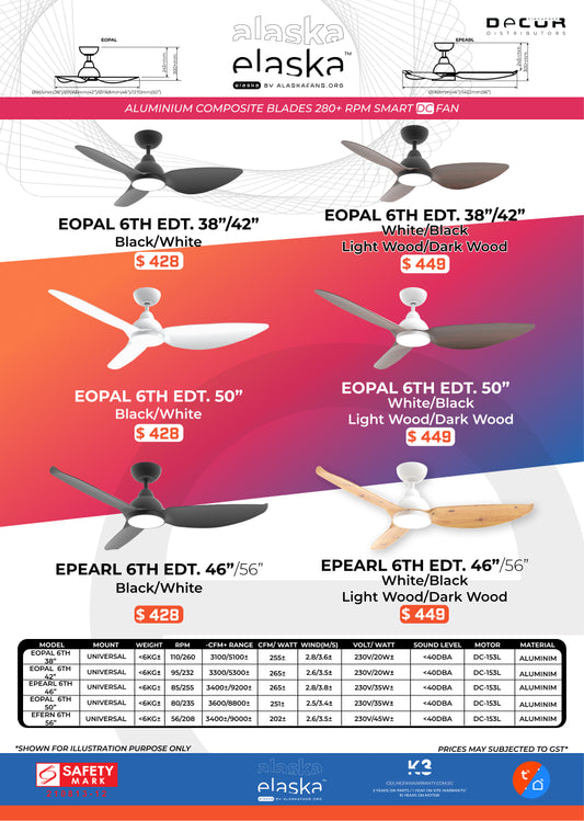 EOPAL 6TH EDT. ALASKA ELASKA DC Ceiling Fan